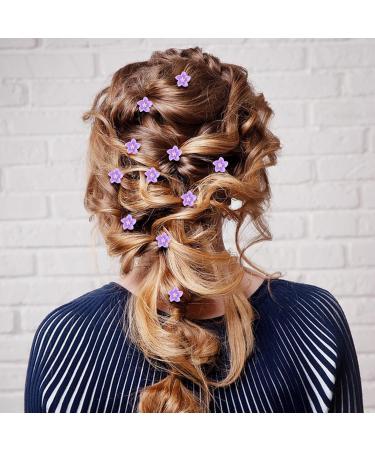 AndiBro Mini Lilies Hair Clip Set - 20 Cute Purple Decorative Short Hairpins for Women & Girls | Fashionable Metal Hair Jewelry & Gifts - Buy Online on GoSupps.com