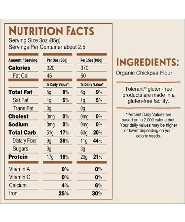 Tolerant Organic Gluten Free Chickpea Penne Pasta - 8 oz Box | Plant Based Protein, Vegan, Single Ingredient, Clean, Low Glycemic Index - Buy Online on GoSupps.com