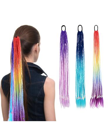 Braided hair tie band comeus Sharp 36 pieces colorful hair strands hair extensions colorful strands of hair elastic rope strap color gradient girl hair part band band hair part extension