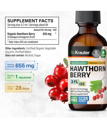 BIO KRAUTER Hawthorn Tincture 2 Fl. Oz. & Dandelion 100 Capsules - Buy Online on GoSupps.com