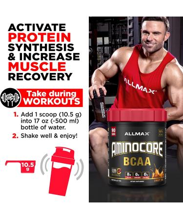 ALLMAX Nutrition AMINOCORE BCAA Fruit Punch - 0.69 lbs (315g) - Optimal Muscle Recovery & Performance - Buy Online on GoSupps.com