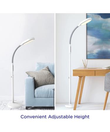 Verilux HappyLight Duo - 2-in-1 Light Therapy Floor Lamp | Full Spectrum LED 10000 LUX | Adjustable Brightness & Color | Flexible Gooseneck - Buy Online on GoSupps.com