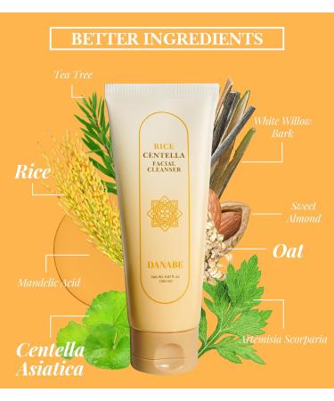 K-Beauty Rice Centella Facial Cleanser - Deep Cleansing Foam for All Skin Types | Gentle Hydrating Face Wash with Centella Asiatica Rice & Tea Tree | 5.07 fl oz - Buy Online on GoSupps.com