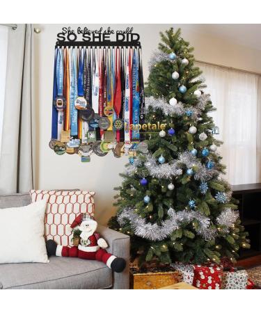 16 Black Medal Display Hanger Rack with 20 Hooks for Sports Medals - Customizable Holder for Cheer, Gymnastics, Soccer & Softball Awards - Buy Online on GoSupps.com