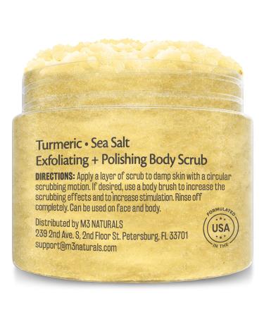 Turmeric Exfoliating Body Scrub with Collagen and Coconut Oil | Gently Exfoliate Face & Body | Moisturizing SkinCare by M3 Naturals - Buy Online on GoSupps.com
