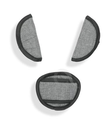 Belts Pads Shoulder Strap & Crotch Cover Universal Fits Most Buggy Stroller car seat Straps Melange Grey