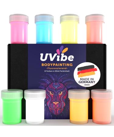 Bodypainting colors - 8x cool uv color body color made in germany - black light color neon color skin and face lights day & night - make -up body paint by uvibe - body painting color body - Buy Online on GoSupps.com