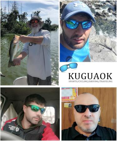 KUGUAOK Polarized Sports Sunglasses for Men - 2 Pack Black+Blue - UV Protection Goggles for Driving, Cycling, Fishing - Buy Online on GoSupps.com