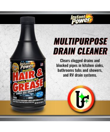 Instant Power Hair and Grease Drain Opener, Liquid Drain Cleaner and Clog  Remover, 20 oz.