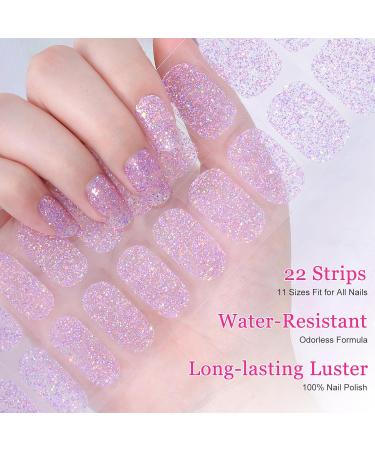 Shop Ceboic Half Hardened UV Gel Strips - 22 Self-Adhesive Nail Wraps | Long-Lasting Salon Quality Pink Purple Glitter Gel Polish for Fingers & Toenails - Buy Online on GoSupps.com