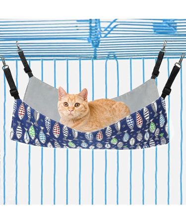 Petmolico Cat Hanging Hammock Bed - Adjustable Strap, Reversible Double-Sided Design - Large Blue Fish Pattern - Ideal for Cats, Kittens, Small Dogs & Other Small Pets - Buy Online on GoSupps.com