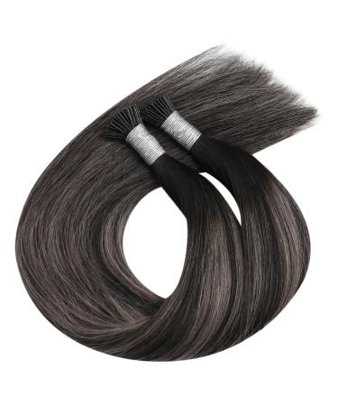 Moresoo Balayage I Tip Hair Extensions #1B Natural Black to Silver Ombre - 50s/40g - Seidig Smooth for Thin Hair - 45 cm - Buy Online on GoSupps.com