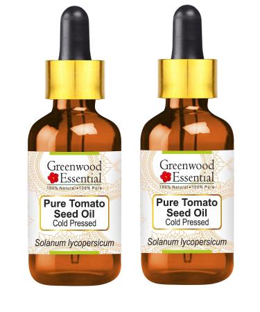 Greenwood Essential Pure Tomato Seed Oil (Solanum lycopersicum) with Glass Dropper Cold Pressed (Pack of Two) 100ml X 2 (6.76 oz)
