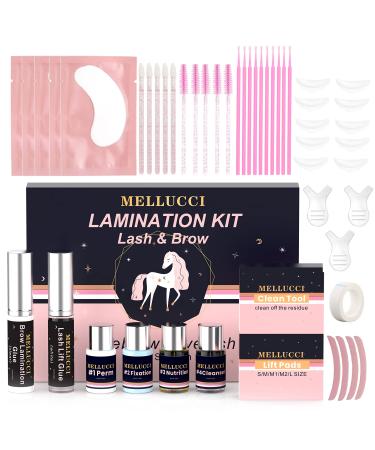 MELLUCCI Lash Lift Kit and Brow Lamination Kit 2 in 1 Solution  DIY Eyebrow and Lash Perm Kit at Home  6-8 Weeks Long Lasting  Professional Reault Instant Lifting & Curling  Lash Lift Ribbon Included