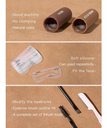 CHPBOLLY 2022 Eyebrow Stamp Stencil Kit - Brow Definer Shaping Pen, Brushes, Razor - Eyebrow Color Makeup for Beginners (02 Set) - Buy Online on GoSupps.com