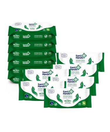 Sani Hands - Anti-bacterial Hand Wipes - Dermatologically Tested Non-Sticky Biodegradable Wet Wipes - 12x40 Wipes (480 Wipes) Sani Hands 480pk
