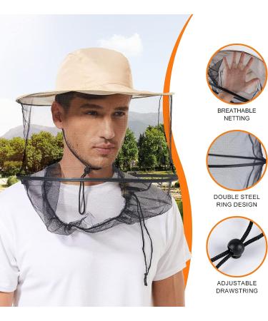 UPF 50+ Sun Protection Mosquito Head Net Hat for Beekeeping & Hiking - Beige 7 1/2 - Buy Online on GoSupps.com