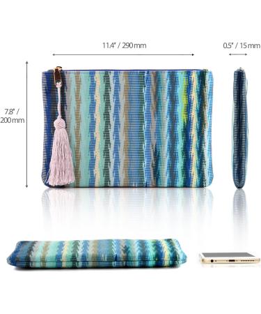 Otto Angelino Designer Women s Bohemian Fashion Clutch - Ultra Slim Blue Abstract Wallet for Money Cards & Smartphone International Shipping Available - Buy Online on GoSupps.com