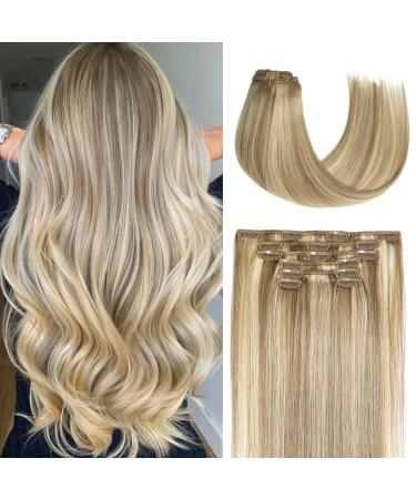 Hair Extensions Clip In Hair Extensions Real Human Hair Balayage Hair Extensions Mixed Bleach Blonde 15inch 70g 7pcs Honsoo Real Human Hair Straight Silky Blonde For Women Natural Hair(15"#18613) 15 Inch #18p613 Mixed Blea…