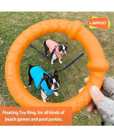 Laroo Indestructible Dog Frisbee | Floatable Flying Disc Toy for Medium Large & Small Dogs | Summer Pet Training - 18cm Orange - Buy Online on GoSupps.com