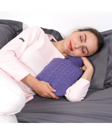 Samply 2L Hot Water Bottle with Knitted Cover - Hot & Cold Compress for Pain Relief - Lilac - Buy Online on GoSupps.com