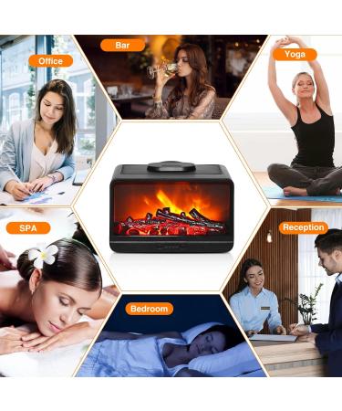Yunyoda Aroma Diffuser with Flame Effect - 300ml Essential Oil Humidifier for Home Office & Yoga | Automatic Shut-off & 3 Brightness Settings - Buy Online on GoSupps.com