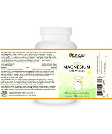 Orange Naturals - Kids Magnesium 120 Chewable Tablets - Helps in the Development and Maintenance of Bones and Teeth - Supports Proper Muscle Function and Healthy Sleep 120 count (Pack of 1) - Buy Online on GoSupps.com