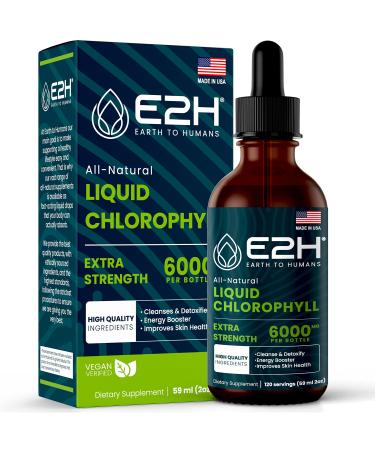 E2H Chlorophyll Liquid Drops - Natural Energy Booster, Immune System Support and Internal Deodorant - Vegan - Gluten Free - Non-GMO - 2 Fl Oz 2 Fl Oz (Pack of 1)
