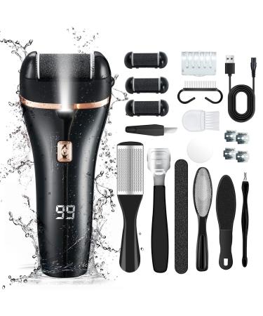 Electric Feet Callus Remover - Landder Electronic Foot File Pedicure Kits  IPX7 Waterproof Foot Scrubber Rechargeable  Portable Pedicure Tools  3 Rollers Foot Care for Dead Skin