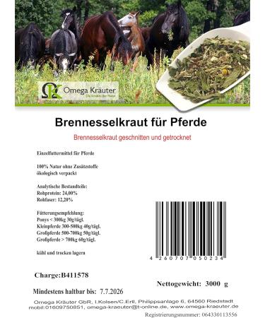 Omega Herbs Nettle Herb for Horses - Dried & Cut - 5000g | Premium Quality International Shipping - Buy Online on GoSupps.com