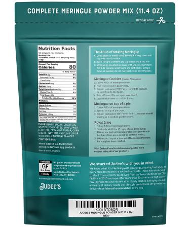 Judees Meringue Powder Mix 11.4 oz - Gluten-Free & Nut-Free - Ideal for Baking & Decorating - No Preservatives - Perfect for Meringue Cookies, Pies, Frosting & Royal Icing - 11.4 Ounce Pack - Buy Online on GoSupps.com