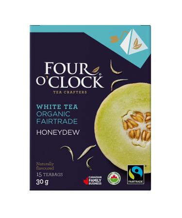 Four O'Clock Organic Fairtrade White Tea Honeydew Non-GMO Kosher Gluten-Free 15 Count Pyramid 30g