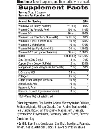 Natrol Skin, Hair & Nails Capsules - 5,000mcg Biotin, 60 Count - Advanced Beauty Formula - Buy Online on GoSupps.com