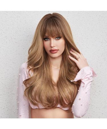 Emmor Ombre Brown Wigs - Curly Synthetic Women's Wig Heat-Resistant Long & Natural for Daily Use - Buy Online on GoSupps.com