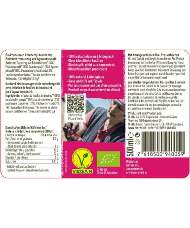 BIOTTA - Red Cranberry Juice - Promotes the proper functioning of the body - Rich in antioxidants and vitamin C - Anti-inflammatory - 100% natural organic and vegan fruits - 500ml - Pack of 3 - Buy Online on GoSupps.com