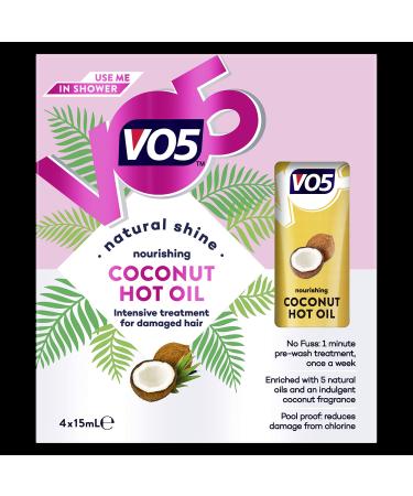 Vo5 Nourishing Coconut with 5 Natural Oils Hot Oil for Damaged Hair 15ml Pack of 4 (4 x 15 ml)