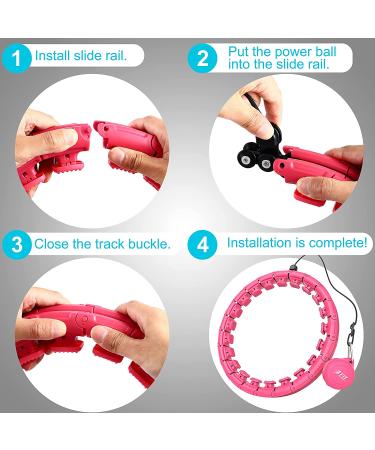 Weighted Hoola Hoop for Adults Weight Loss - 2-in-1 Abdomen Massage Fitness Hoop | Adjustable 24 Detachable Knots for Abs Workout | Includes Cooling Towel - Pink - Buy Online on GoSupps.com