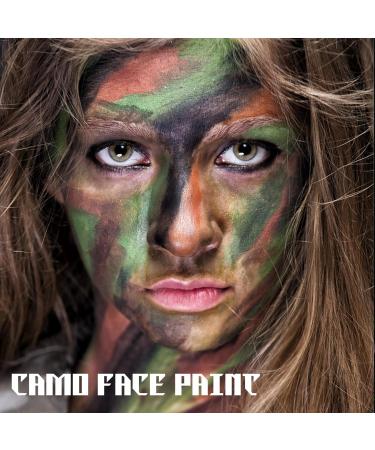CCbeauty 3-Color Camo Face Paint + 10 Wipes | Oil Resistant Military Makeup for Spirit Week & Cosplay - Black Brown Green - Buy Online on GoSupps.com