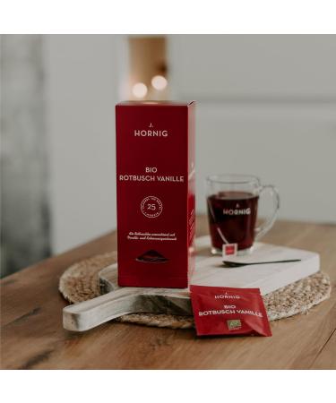 J. Hornig Organic Rooibos Tea with Vanilla | Premium Biodegradable Pyramid Bags - 25 Count - Buy Online on GoSupps.com