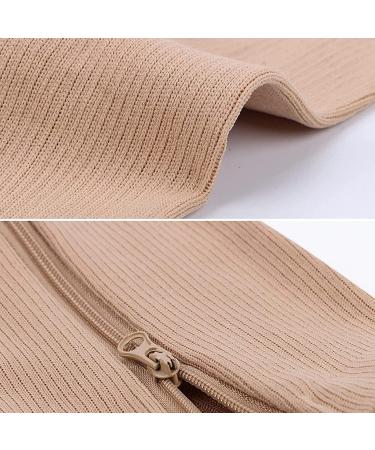 Sxhmsal Medical Compression Stockings with Zipper | Fat Burning Blood Circulation Relief & Rehabilitation Aids | Flesh 1.2XL - Buy Online on GoSupps.com