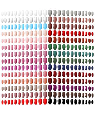 672 Pieces 28 Sets Ballerina Coffin False Nails Square Medium Press on Nails Full Cover Fake Nails Solid Color Glossy Plastic Nails Artificial Finger Manicure Nail Decorations for Girls Women DIY