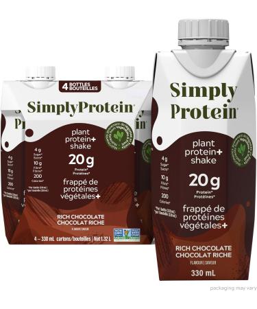 Simply Protein Ready-To-Drink Chocolate Plant Protein Shake 330mL Bottle Pack of 4 High Protein & Dark Chocolate Almond Protein Bars Gluten Free Vegan High Protein Snacks 4 Count - Buy Online on GoSupps.com