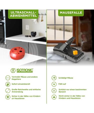 Buy ISOTRONIC Ultrasound Mouse Distributors Safe Battery-Operated Solution for Mice & Rats in Garden House Basement Attics Garages 30 m Coverage - Buy Online on GoSupps.com