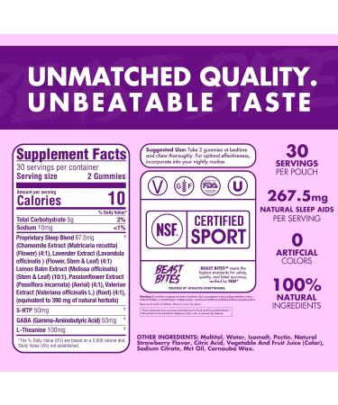 Beast Bites - Valerian Infused Sleep & Nighttime Recovery Gummies - NSF Certified for Sport - 30 Servings - Buy Online on GoSupps.com