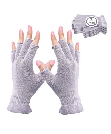 MIG4U 3 Pairs Fingerless Moisturizing Gloves  Half Finger Touchscreen Beauty Glove for Eczema  SPA  Dry Hands  Skin Treatment  Summer Sun UV Protection  Pale Purple S/M S/M - 3 Pairs