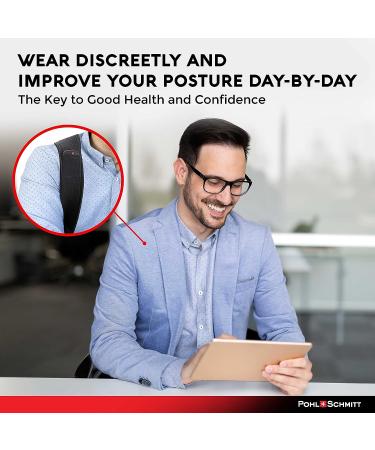 Pohl Schmitt Posture Corrector for Women and Men - Adjustable Back Brace for Body Alignment Support - Prevent Neck, Back, and Shoulder Pain - Black - Buy Online on GoSupps.com