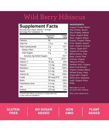 Buy Amazing Grass Organic Protein Glow - Wild Berry Hibiscus 11.6 oz | Nutrient-Rich Superfood - Buy Online on GoSupps.com