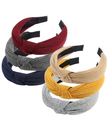 URAQT Headbands 6 Packs Fabric Hair Band Wide Plain Elastic Head Wrap Cute Knot Accessories for Women and Girls A-6 Pack - Buy Online on GoSupps.com