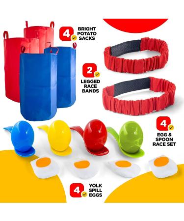 Outdoor Party Games for Kids | Potato Sack, Egg & Spoon, 3-Legged Relay Race | BBQ, Easter, Birthday Party Ages 3-6 - Buy Online on GoSupps.com