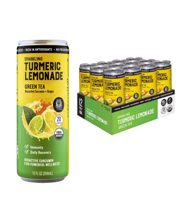 Golden Tiger | Organic Sparkling Turmeric Lemonade - Green Tea | Bio Active Curcumin + Green Tea + Ginger - 12 Cans - Plant Based Immunity and Recovery Support - 20 Calories - Buy Online on GoSupps.com